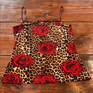Express Red and Brown Leopard Print Tank Top